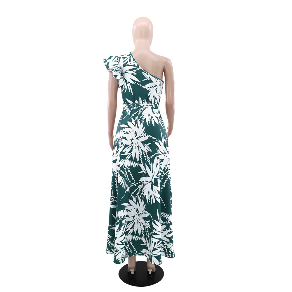 Fashion European style dress lotus leaf edges long dress