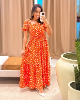 European style long temperament high waist dress