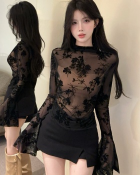 Half high collar slim tops sexy fashion shirts