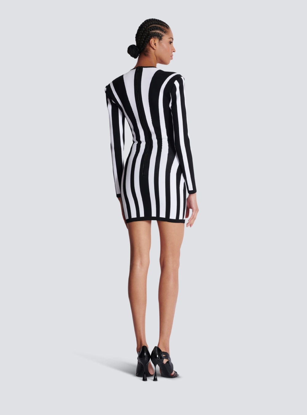 Bandage European style vertical stripes dress