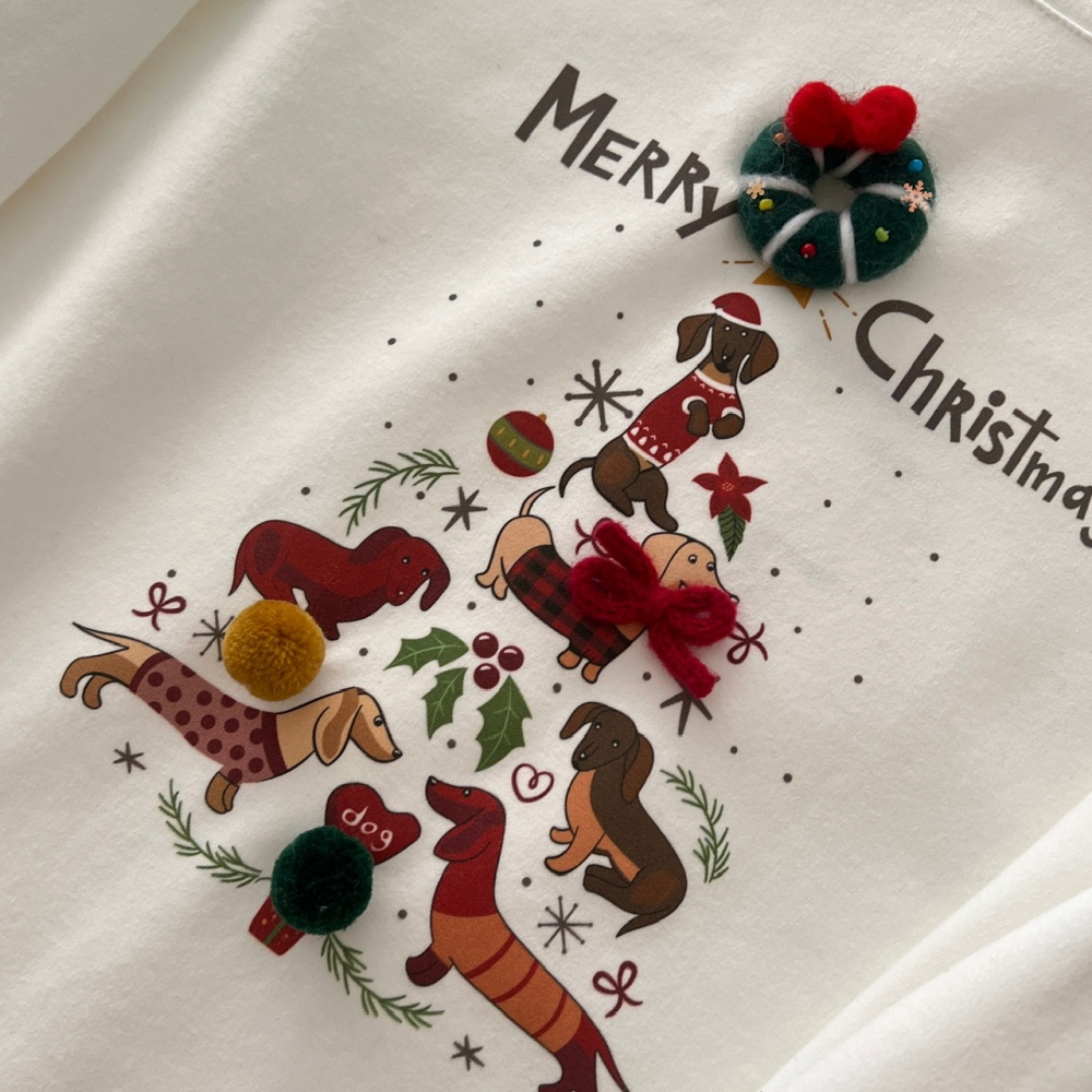 Puppy christmas tops all-match show young T-shirt for women