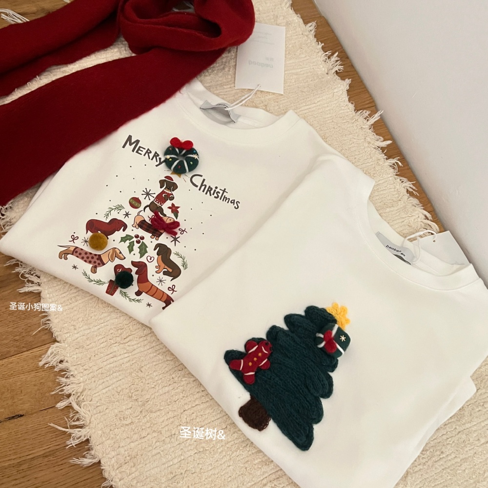 Puppy christmas tops all-match show young T-shirt for women