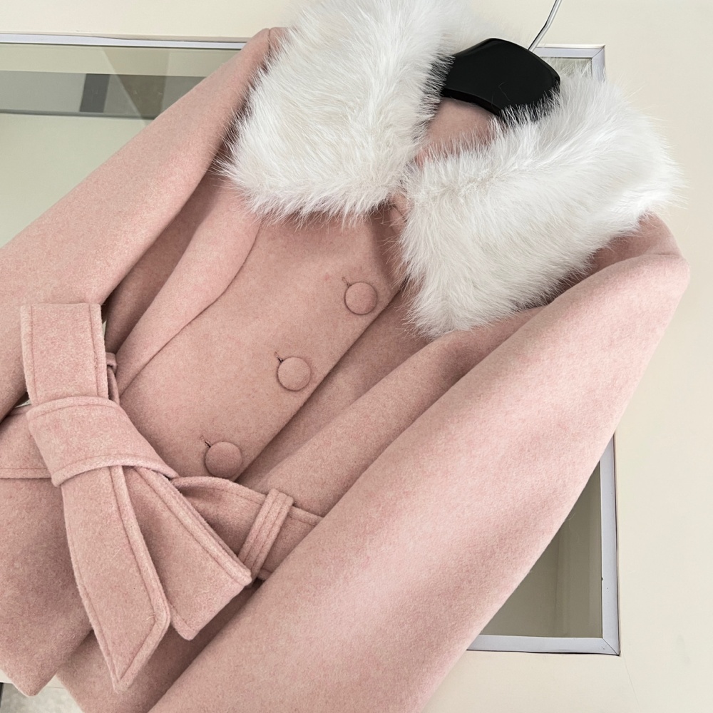 Package hip wool woolen coat hairy skirt a set