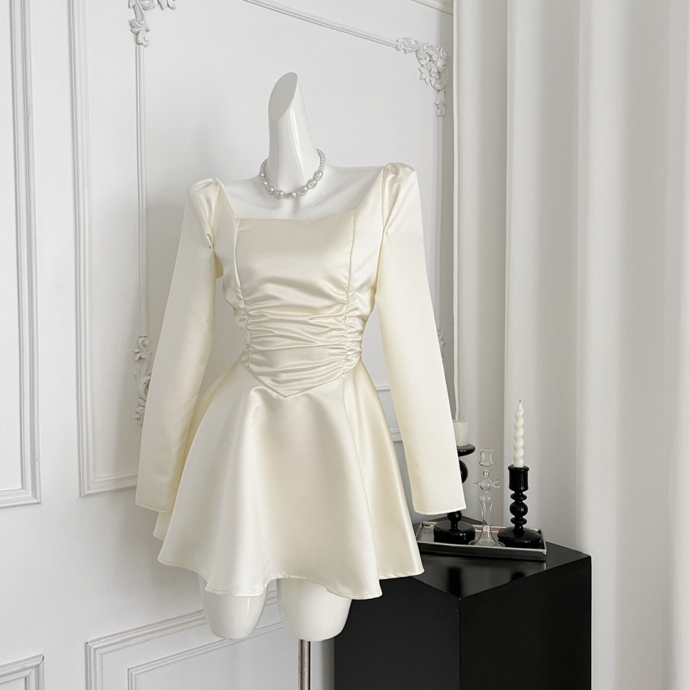 Light luxury A-line formal dress white dress for women