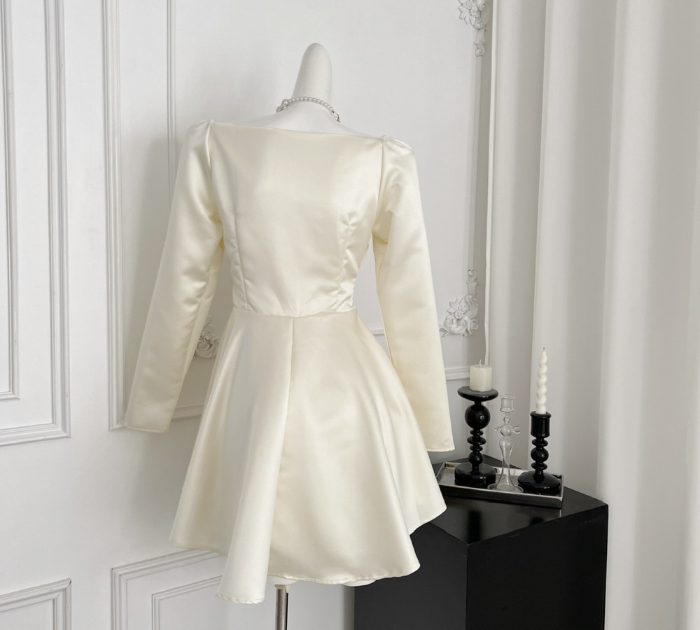 Light luxury A-line formal dress white dress for women