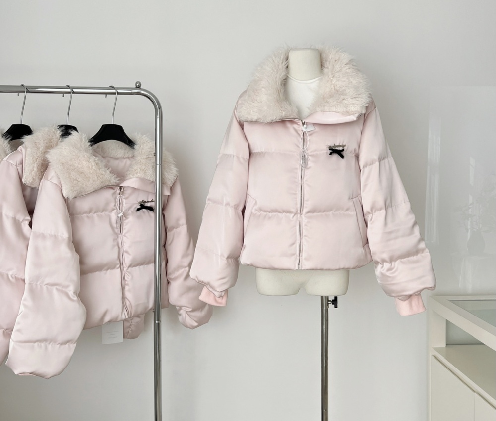 Lambs wool short coat pink bread clothing for women