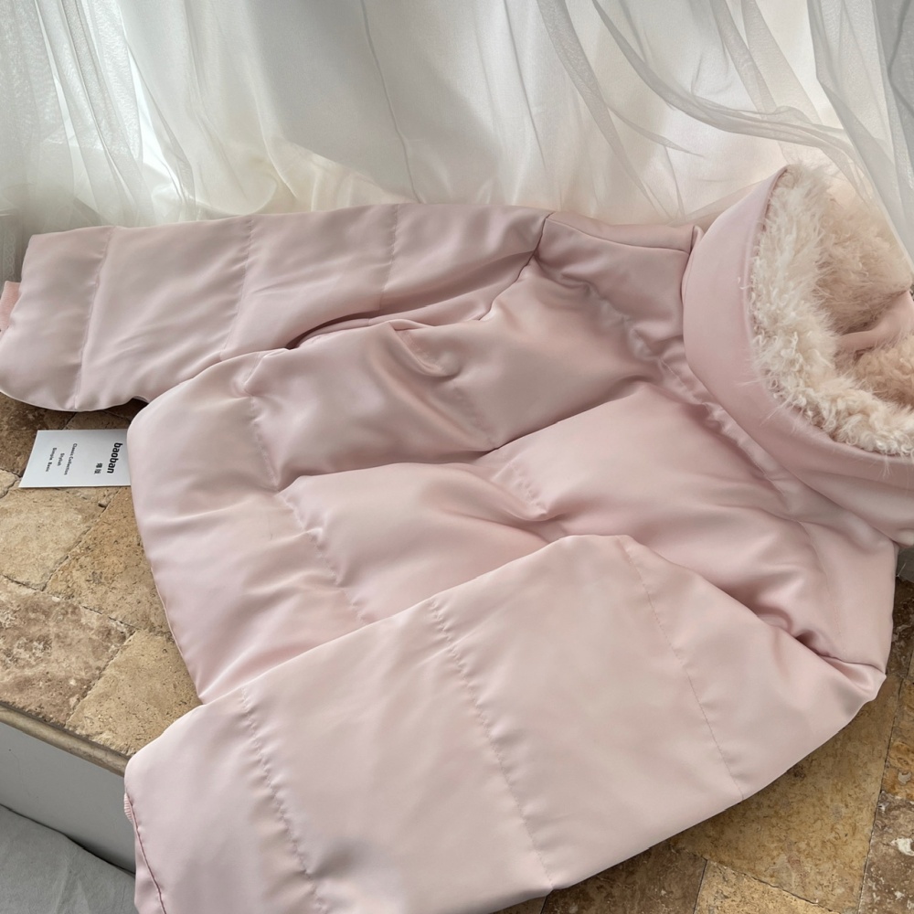 Lambs wool short coat pink bread clothing for women