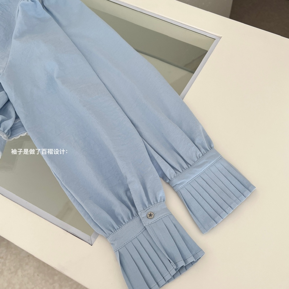 Pleated culottes shirt 2pcs set for women