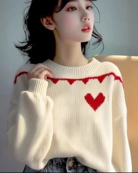 Tender white sweater lazy Korean style tops for women