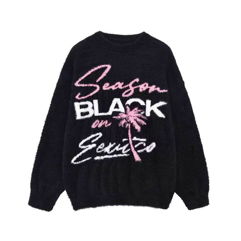 Letters thick loose tops winter lazy sweater for women