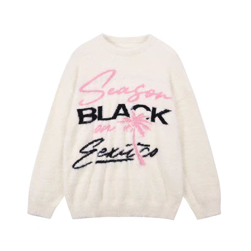 Letters thick loose tops winter lazy sweater for women