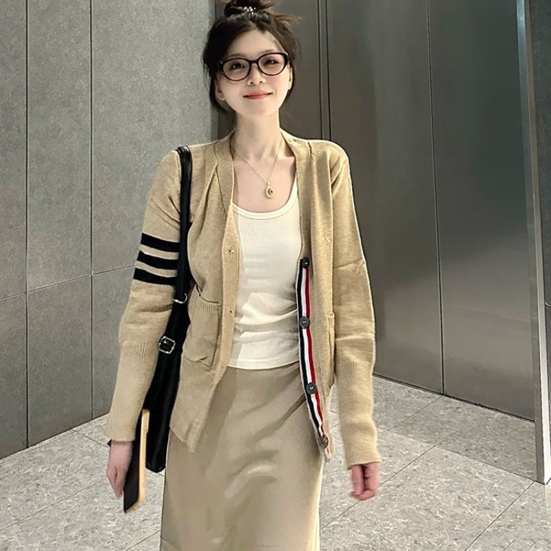 All-match retro coat mixed colors lazy sweater for women