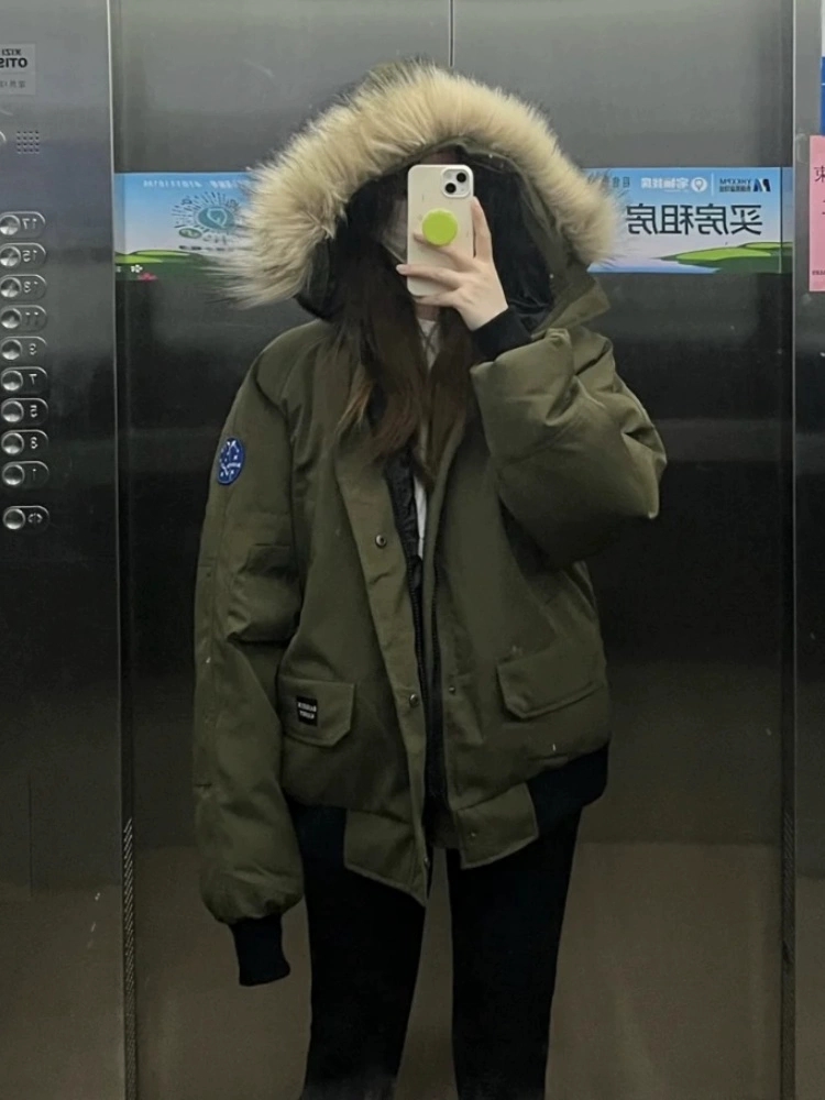 Thick winter work clothing couples down cotton coat for women