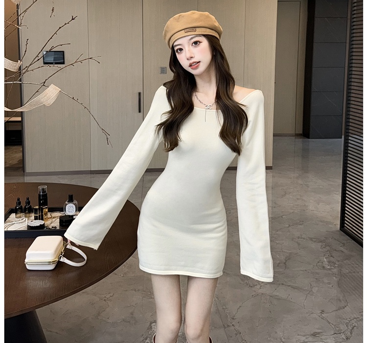 Autumn and winter halter pinched waist dress for women