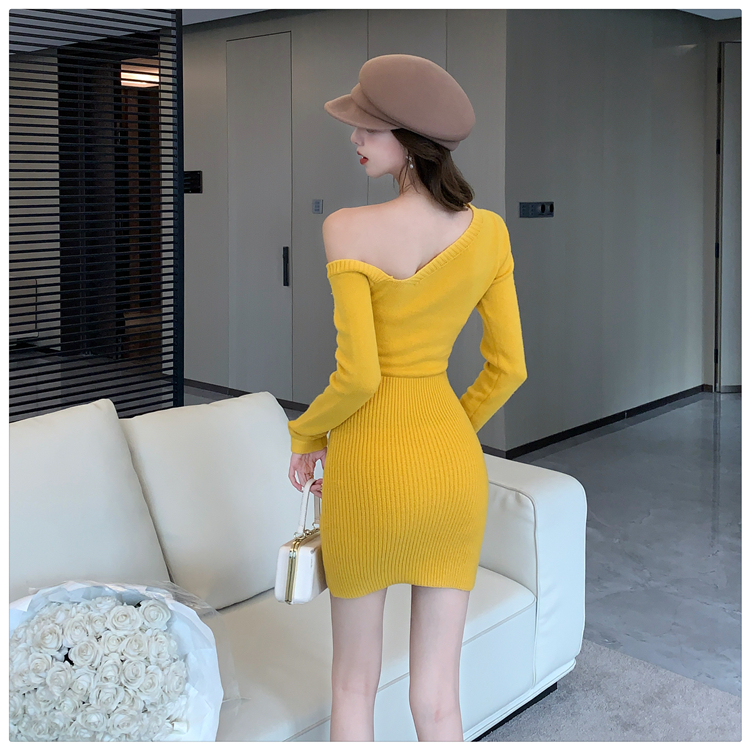 Enticement package hip knitted winter dress