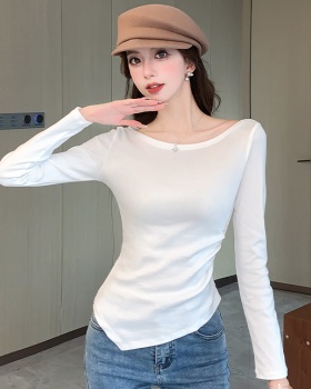 Folds slim irregular tops flat shoulder niche T-shirt for women