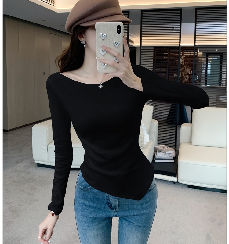 Folds slim irregular tops flat shoulder niche T-shirt for women