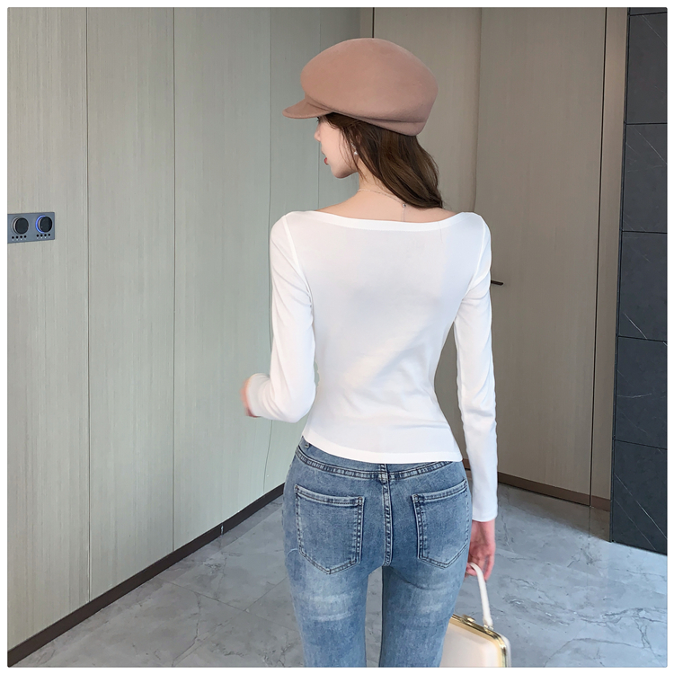 Folds slim irregular tops flat shoulder niche T-shirt for women