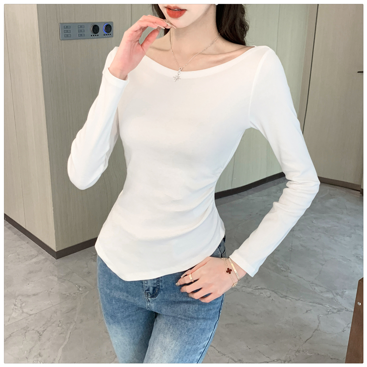 Folds slim irregular tops flat shoulder niche T-shirt for women