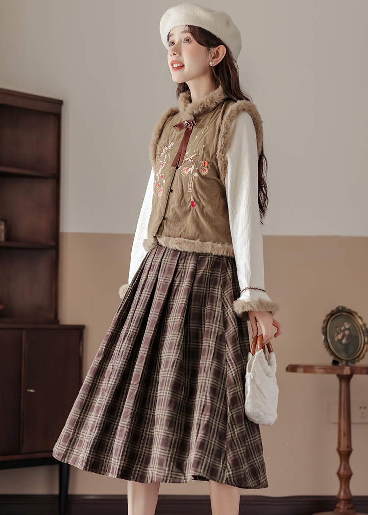 Chinese style retro skirt big sleeve tops a set for women