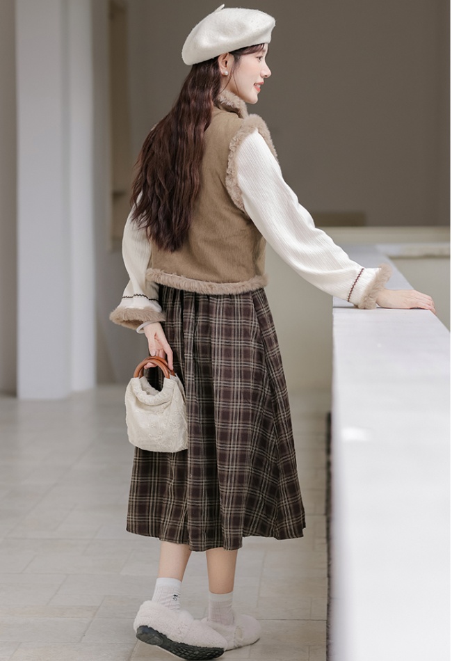 Chinese style retro skirt big sleeve tops a set for women