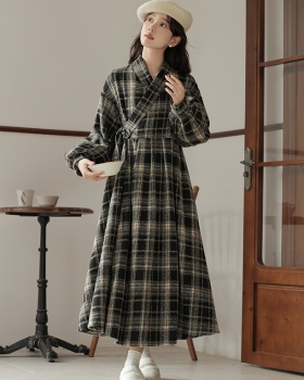 Plaid all-match coat autumn and winter dress