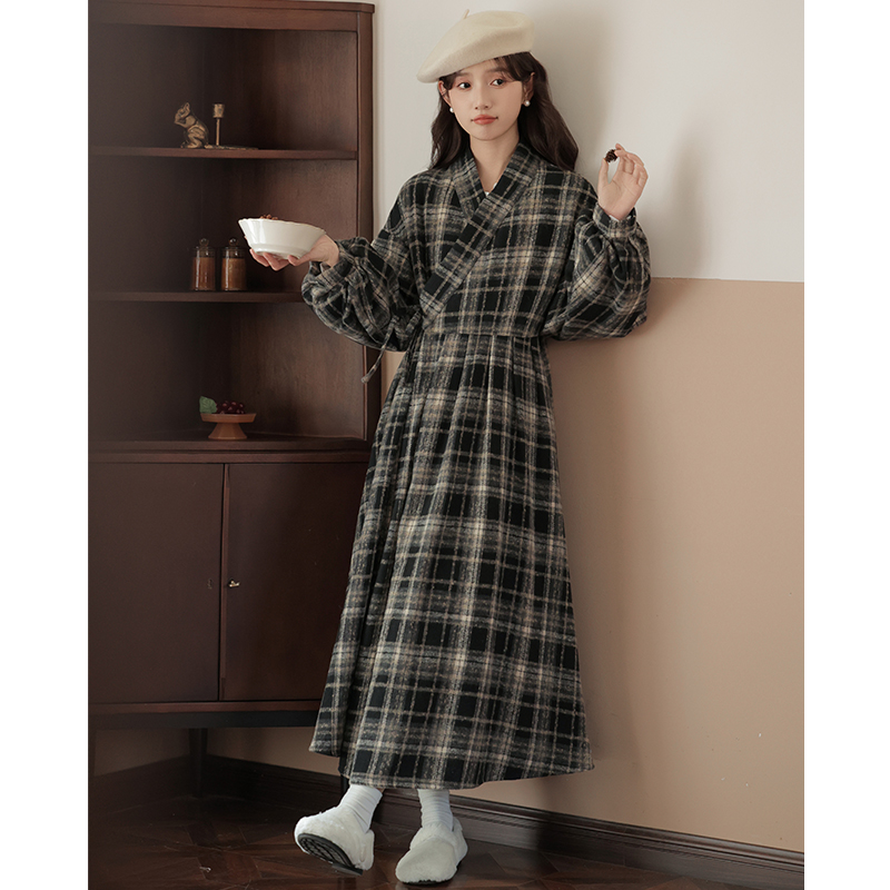 Plaid all-match coat autumn and winter dress