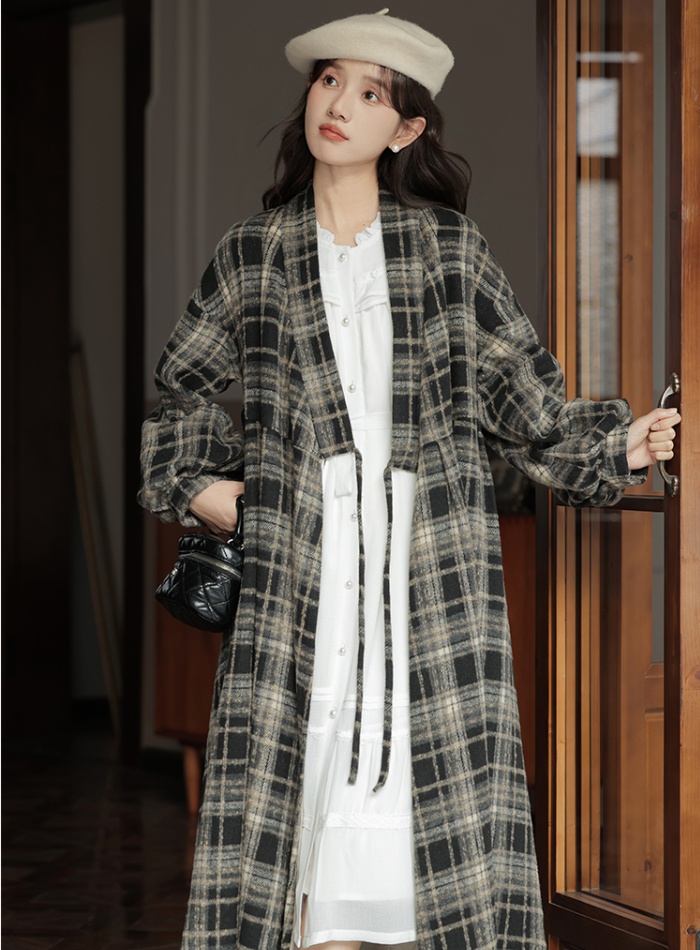 Plaid all-match coat autumn and winter dress