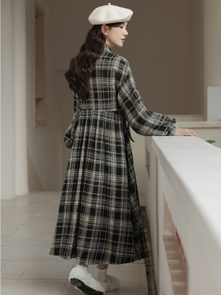 Plaid all-match coat autumn and winter dress