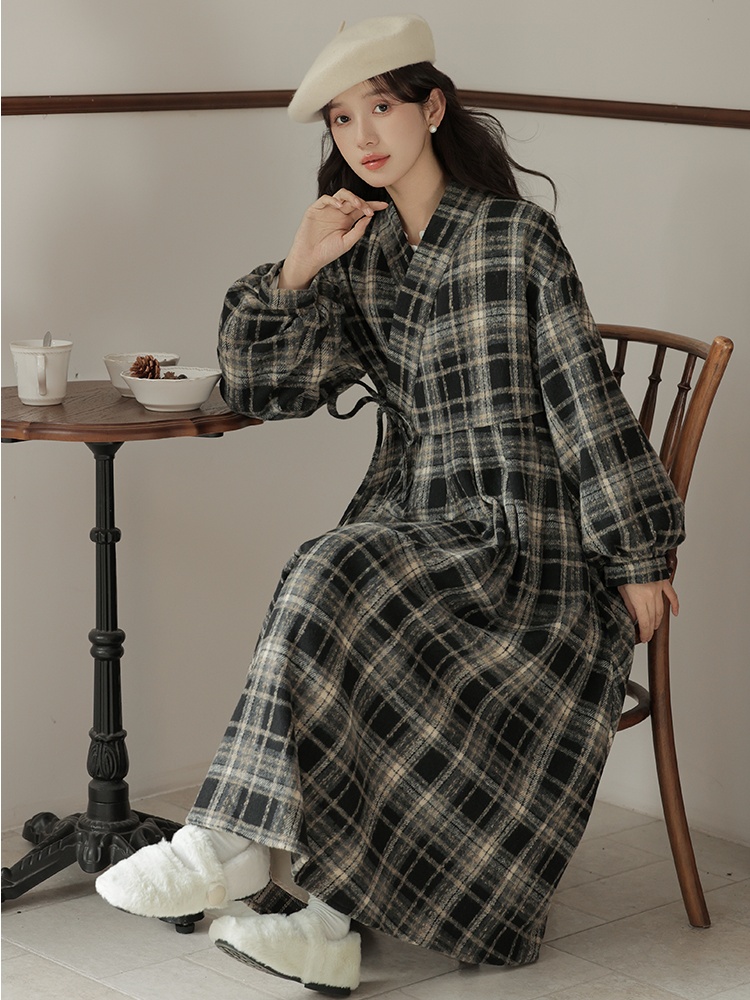 Plaid all-match coat autumn and winter dress