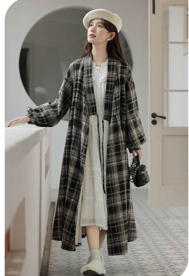 Plaid all-match coat autumn and winter dress