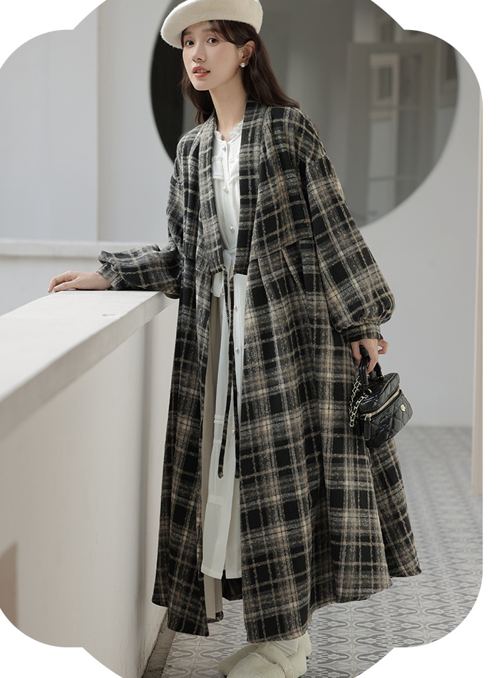 Plaid all-match coat autumn and winter dress