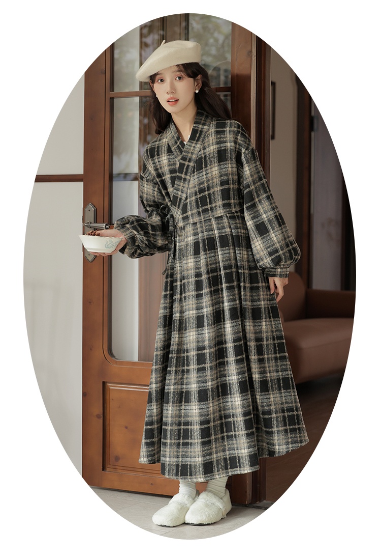 Plaid all-match coat autumn and winter dress