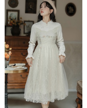 Splice autumn and winter long sleeve dress for women