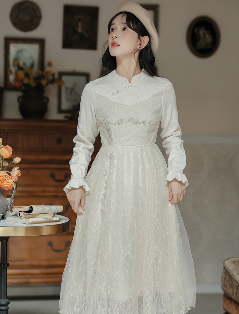 Splice autumn and winter long sleeve dress for women