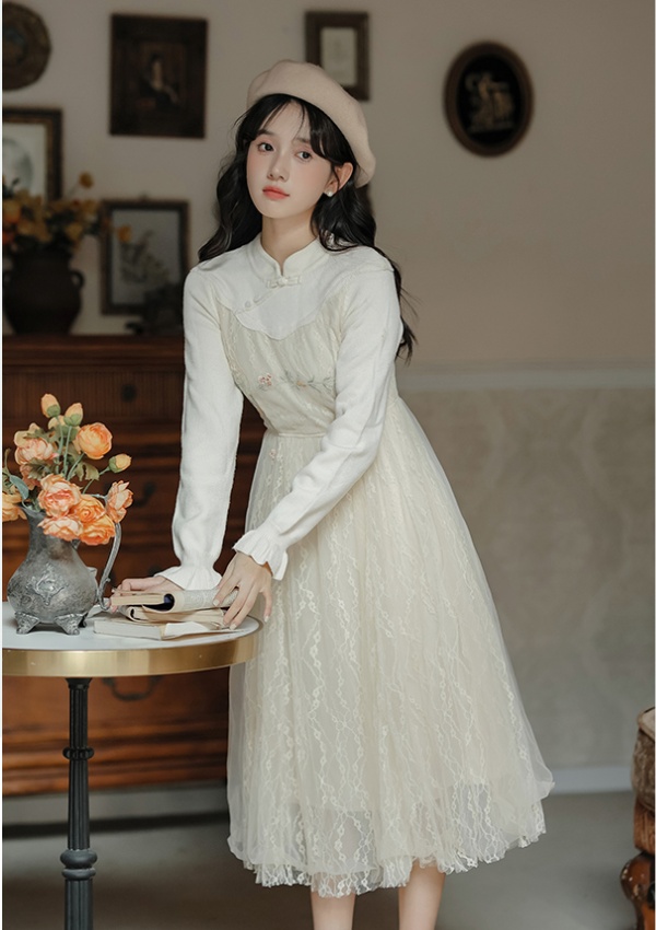 Splice autumn and winter long sleeve dress for women