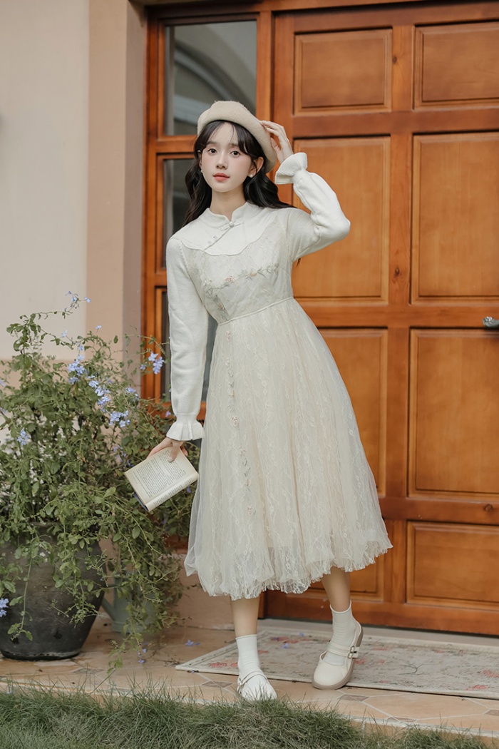 Splice autumn and winter long sleeve dress for women