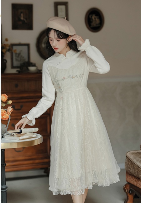 Splice autumn and winter long sleeve dress for women