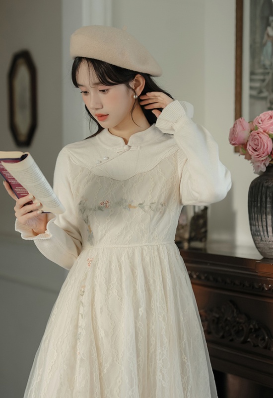 Splice autumn and winter long sleeve dress for women