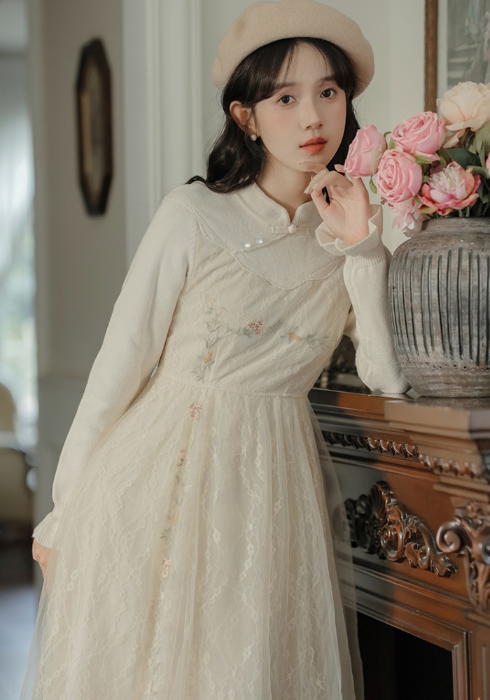 Splice autumn and winter long sleeve dress for women