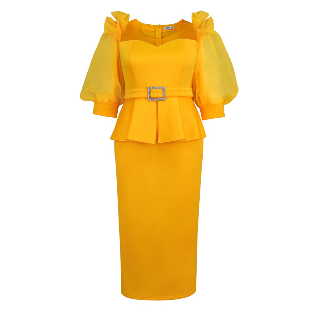 Lantern sleeve banquet perspective dress for women