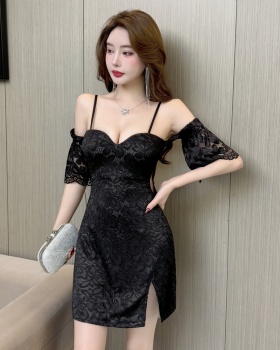 Sling bottoming strapless sexy lace ladies dress