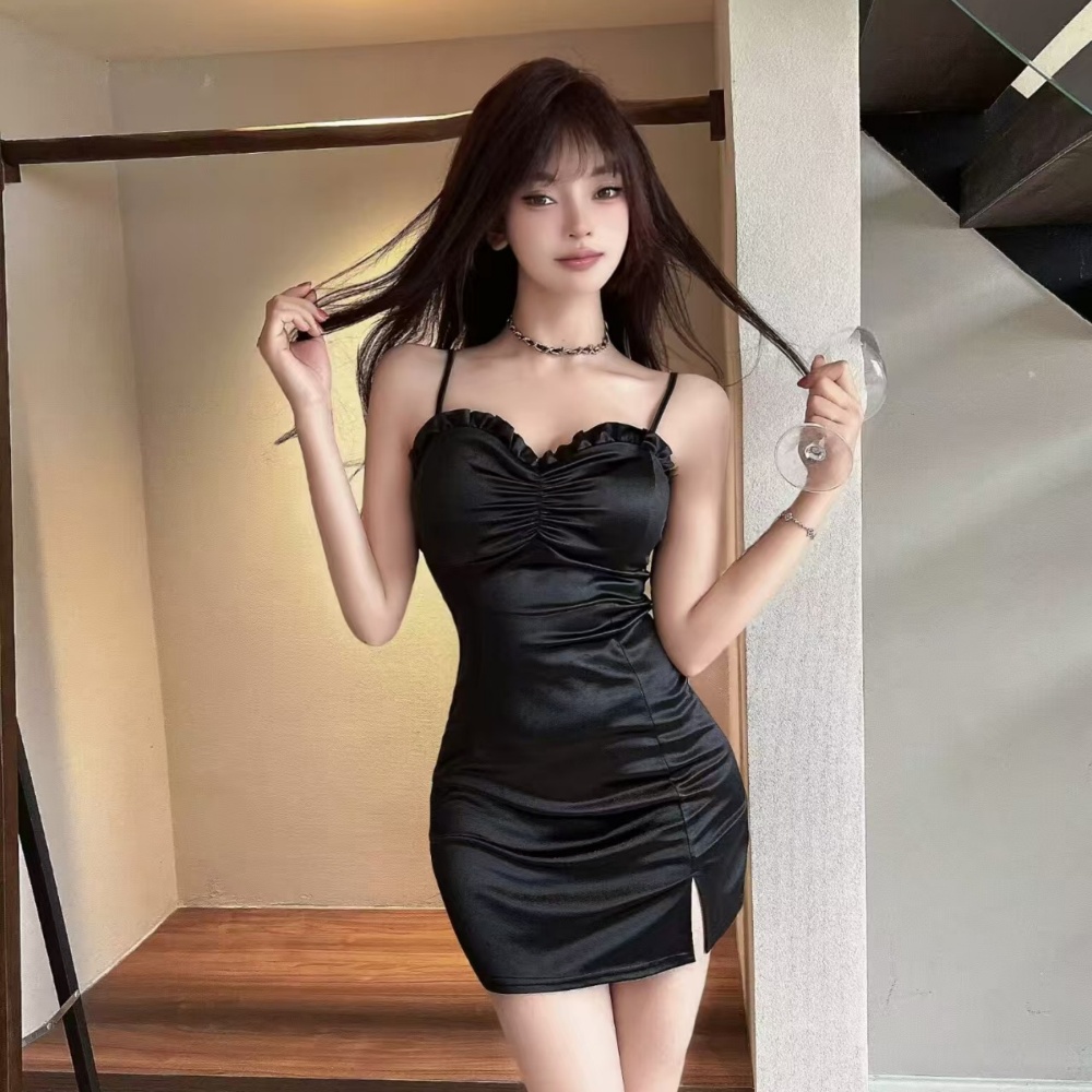 Bottoming package hip short sexy satin sling dress