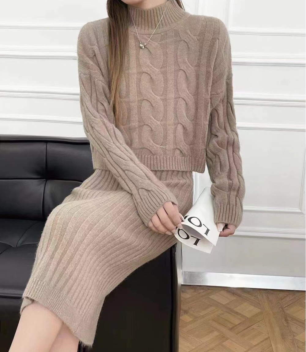 Twist dress sweater 2pcs set for women