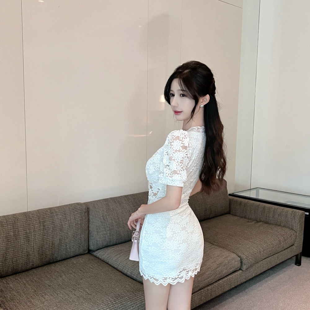 Short sleeve package hip sexy puff sleeve bottoming dress