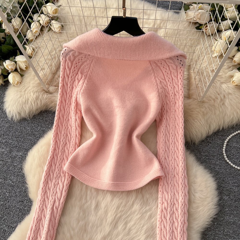 High waist sweater knitted tops 2pcs set for women