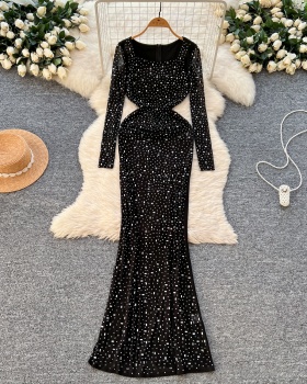 Rhinestone formal dress European style dress for women