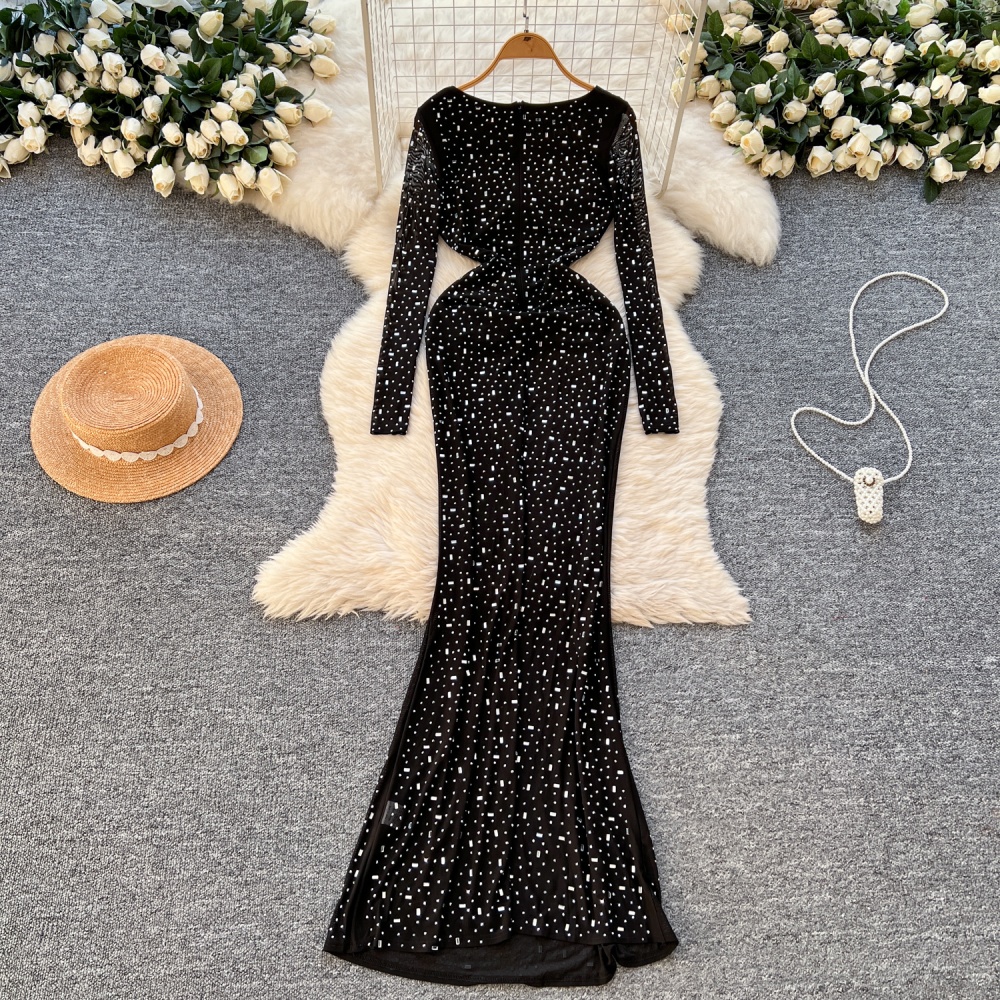 Rhinestone formal dress European style dress for women