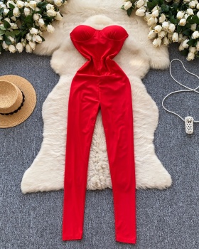 Tight wrapped chest long pants sexy spring jumpsuit for women