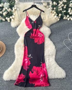 Sling printing formal dress sexy slim dress for women